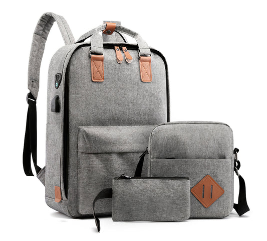 Mochila Multifuncional Con Cargador Usb 3 Piezas