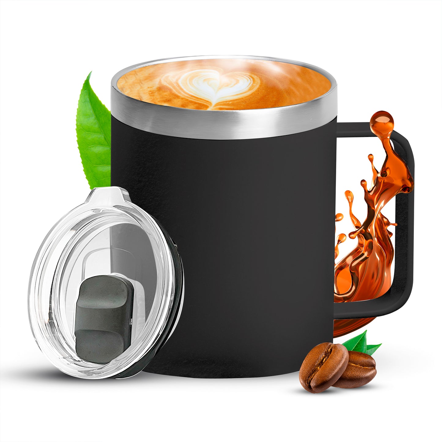 Taza Termica Para Café Doble Capa, Vaso Con Tapa Antiderrame Ideal Para Diferentes Liquidos 12oz
