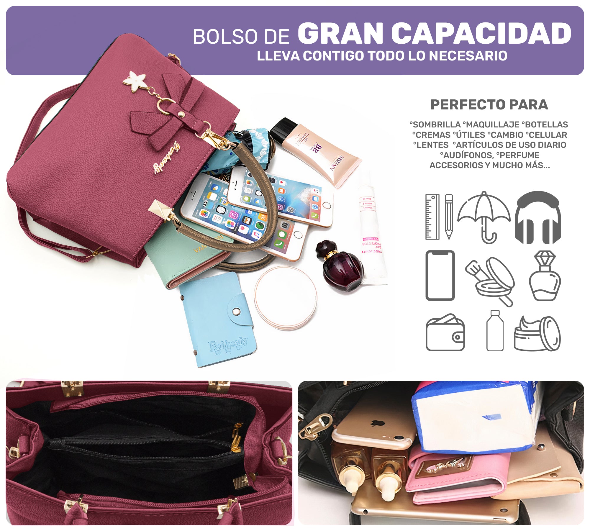 Bolso de Mano Con Llavero Decorativo & Diseño Sofisticado