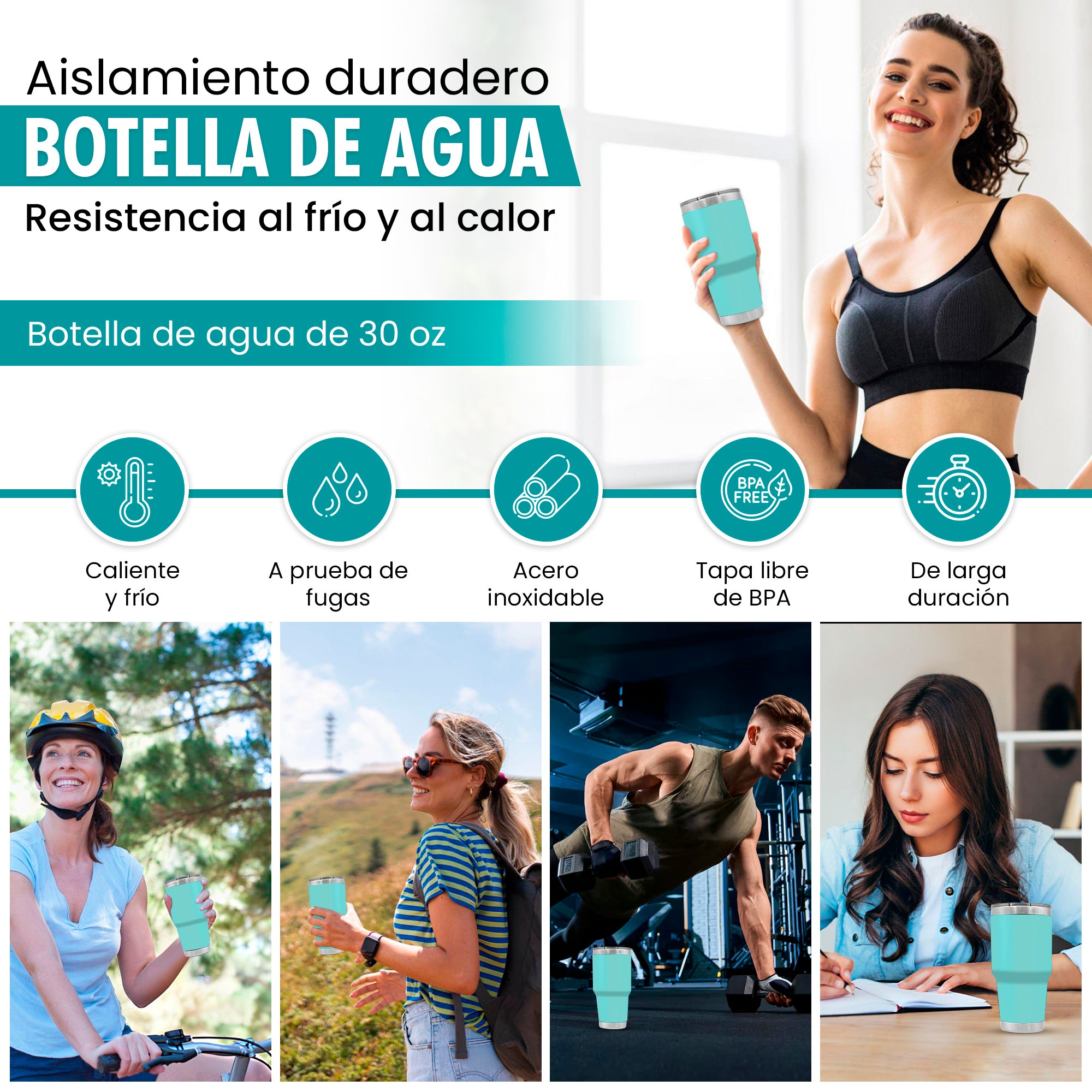 Termo Vaso de 30 oz • Mantiene Bebidas Frías 24h & Calientes 12h • Resistente & Portátil