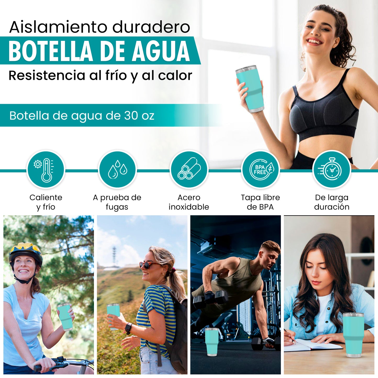 Termo Vaso de 30 oz • Mantiene Bebidas Frías 24h & Calientes 12h • Resistente & Portátil