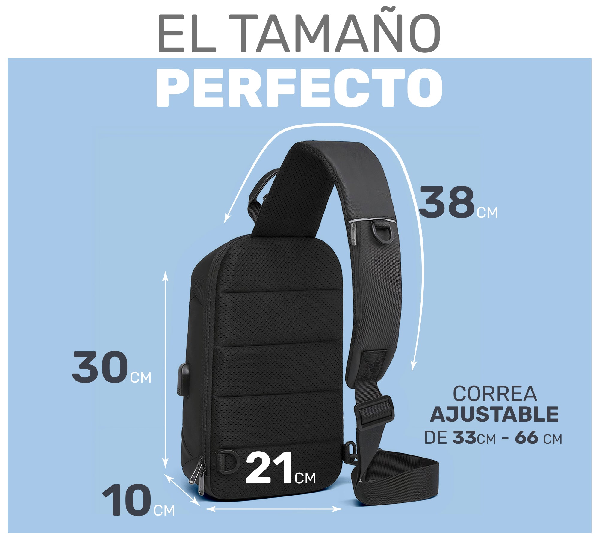 Bandolera Bolso De Pecho Impermeable Con Carga Usb