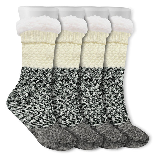 4 Pack De Calcetines Con Doble Tejido & Suela Antiderrapante - Interior Aterciopelado De Felpa - ONDASHOPMX