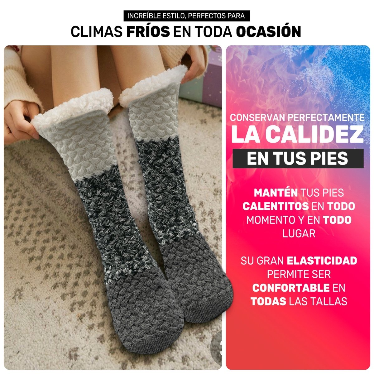 4 Pack De Calcetines Con Doble Tejido & Suela Antiderrapante - Interior Aterciopelado De Felpa - ONDASHOPMX