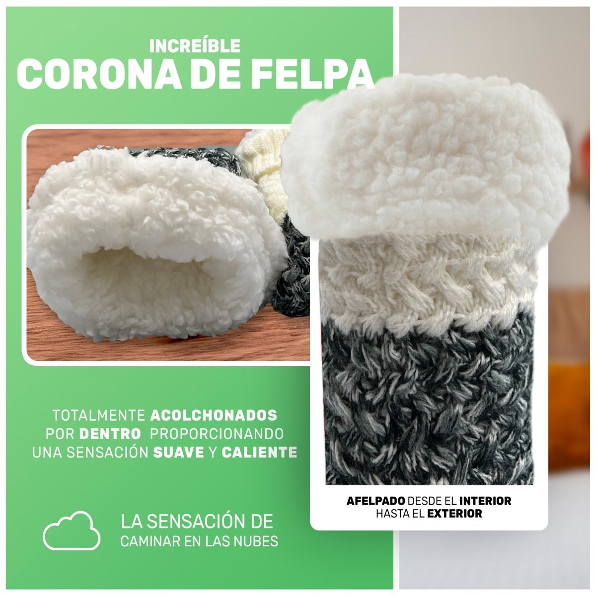 4 Pack De Calcetines Con Doble Tejido & Suela Antiderrapante - Interior Aterciopelado De Felpa - ONDASHOPMX