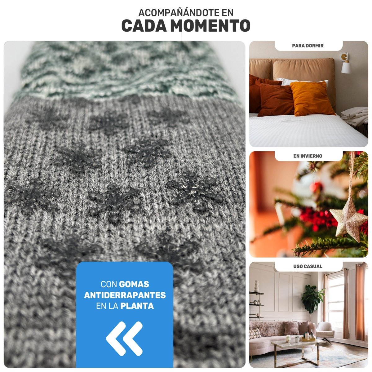 4 Pack De Calcetines Con Doble Tejido & Suela Antiderrapante - Interior Aterciopelado De Felpa - ONDASHOPMX