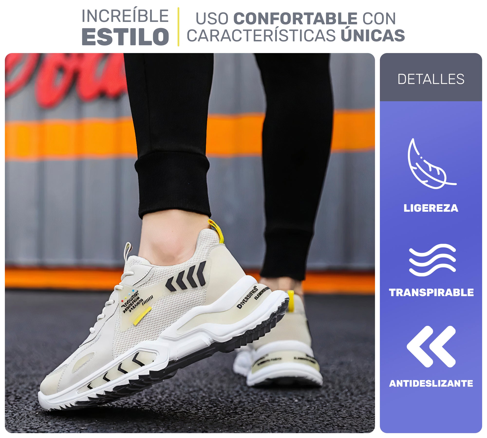 Sneakers Estilo Streetwear Con Detalles Únicos | Amortiguación Suave & Refuerzos En Capas