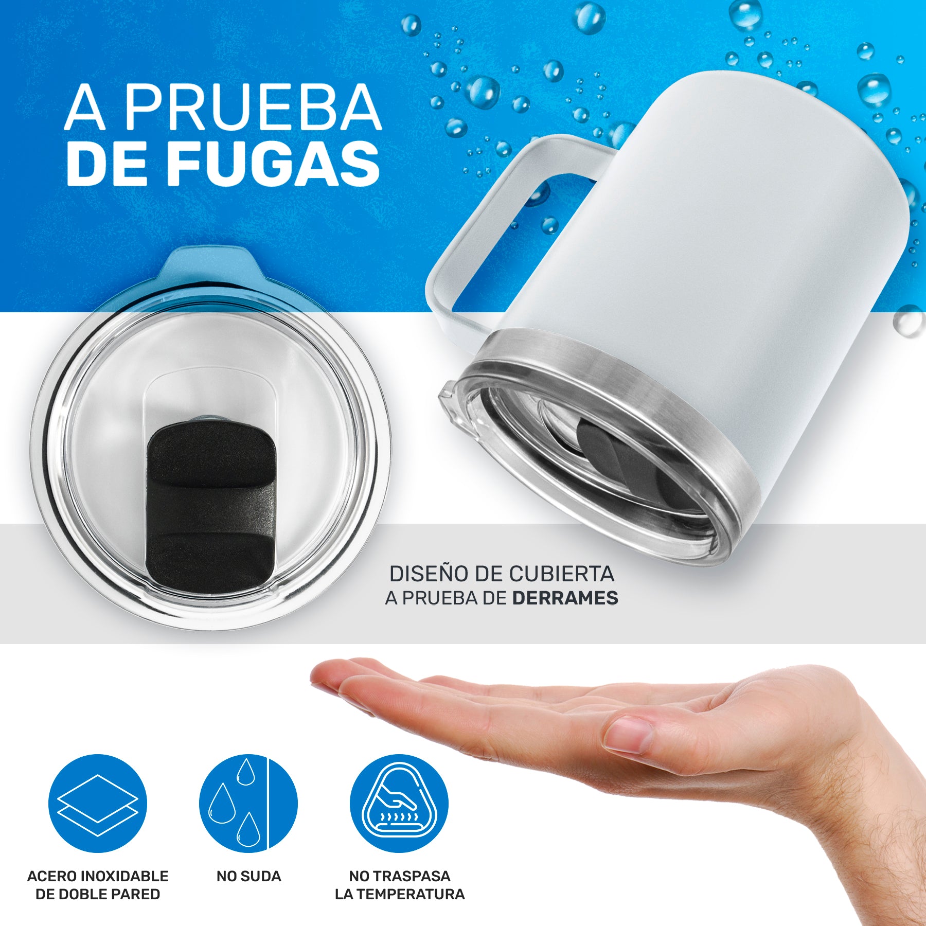 Taza Termica Para Café Doble Capa, Vaso Con Tapa Antiderrame Ideal Para Diferentes Liquidos 12oz