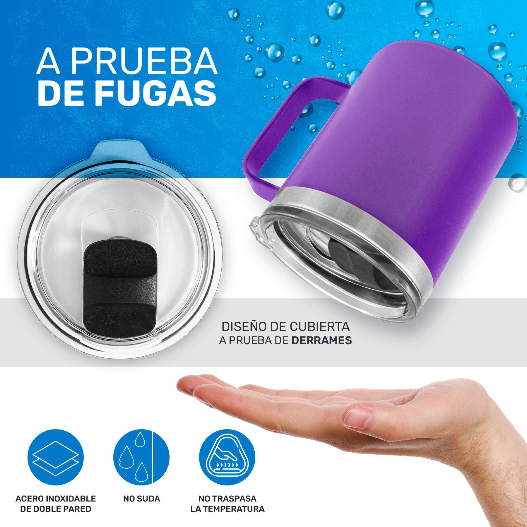 Taza Termica Para Café Doble Capa, Vaso Con Tapa Antiderrame Ideal Para Diferentes Liquidos 12oz