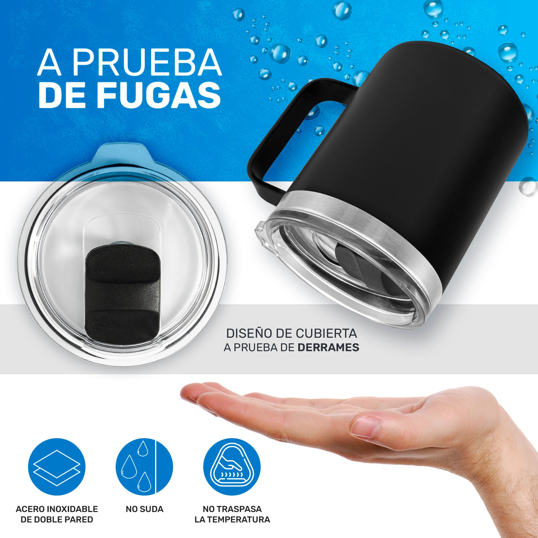 Taza Termica Para Café Doble Capa, Vaso Con Tapa Antiderrame Ideal Para Diferentes Liquidos 12oz