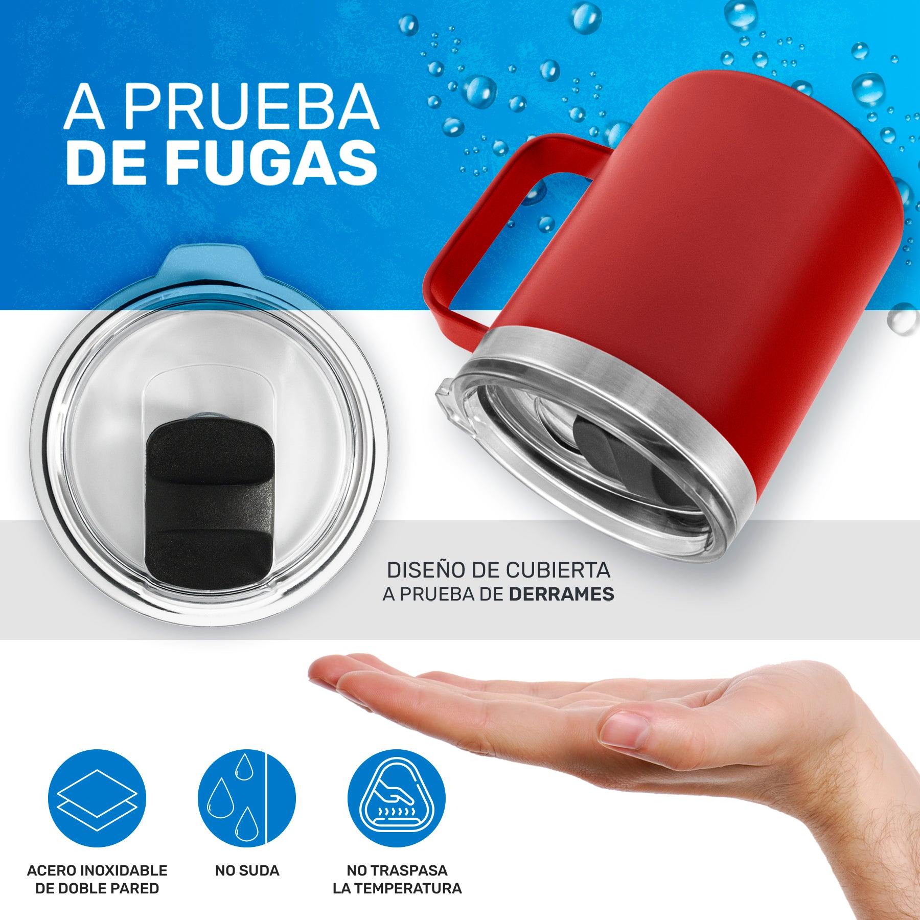 Taza Termica Para Café Doble Capa, Vaso Con Tapa Antiderrame Ideal Para Diferentes Liquidos 12oz