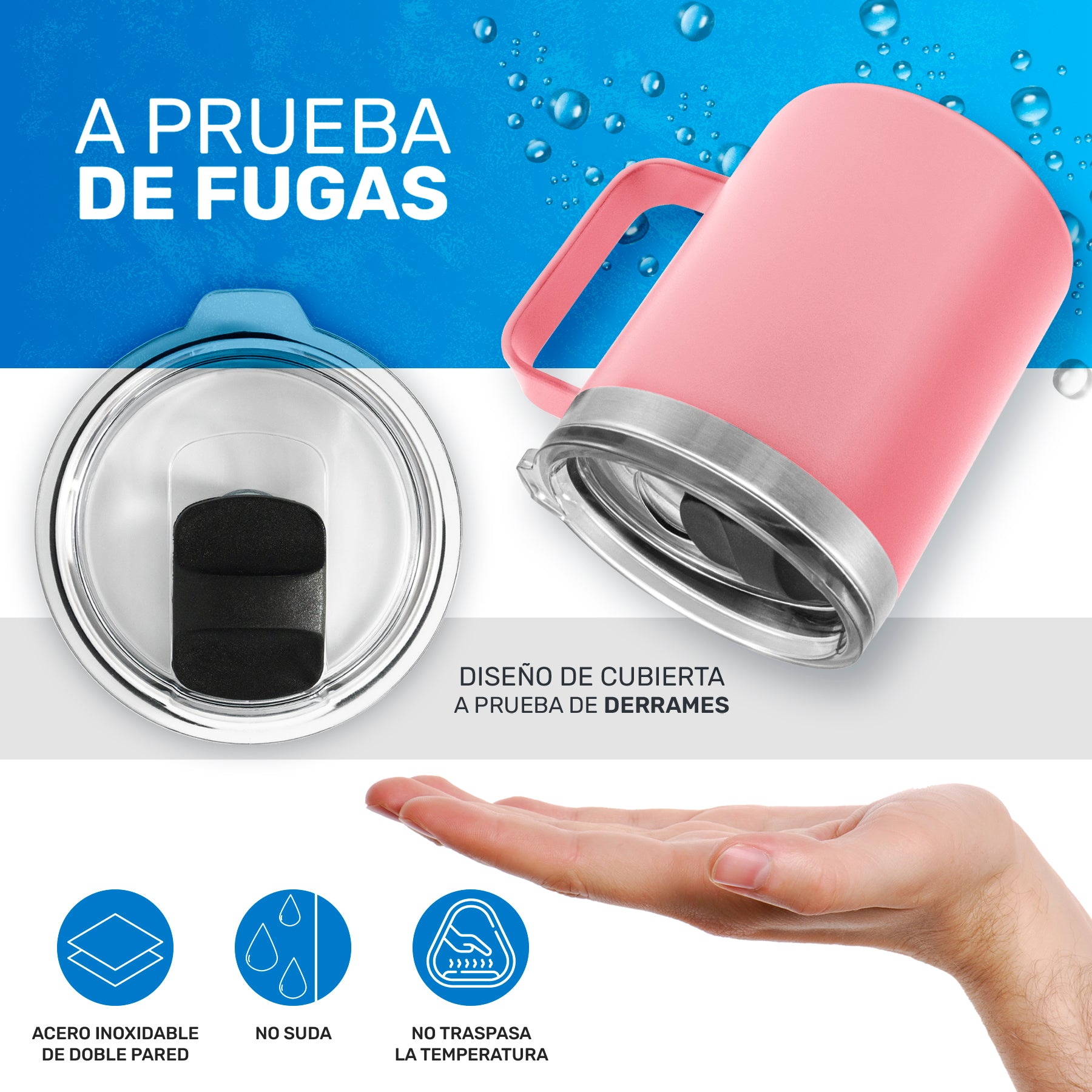 Taza Termica Para Café Doble Capa, Vaso Con Tapa Antiderrame Ideal Para Diferentes Liquidos 12oz