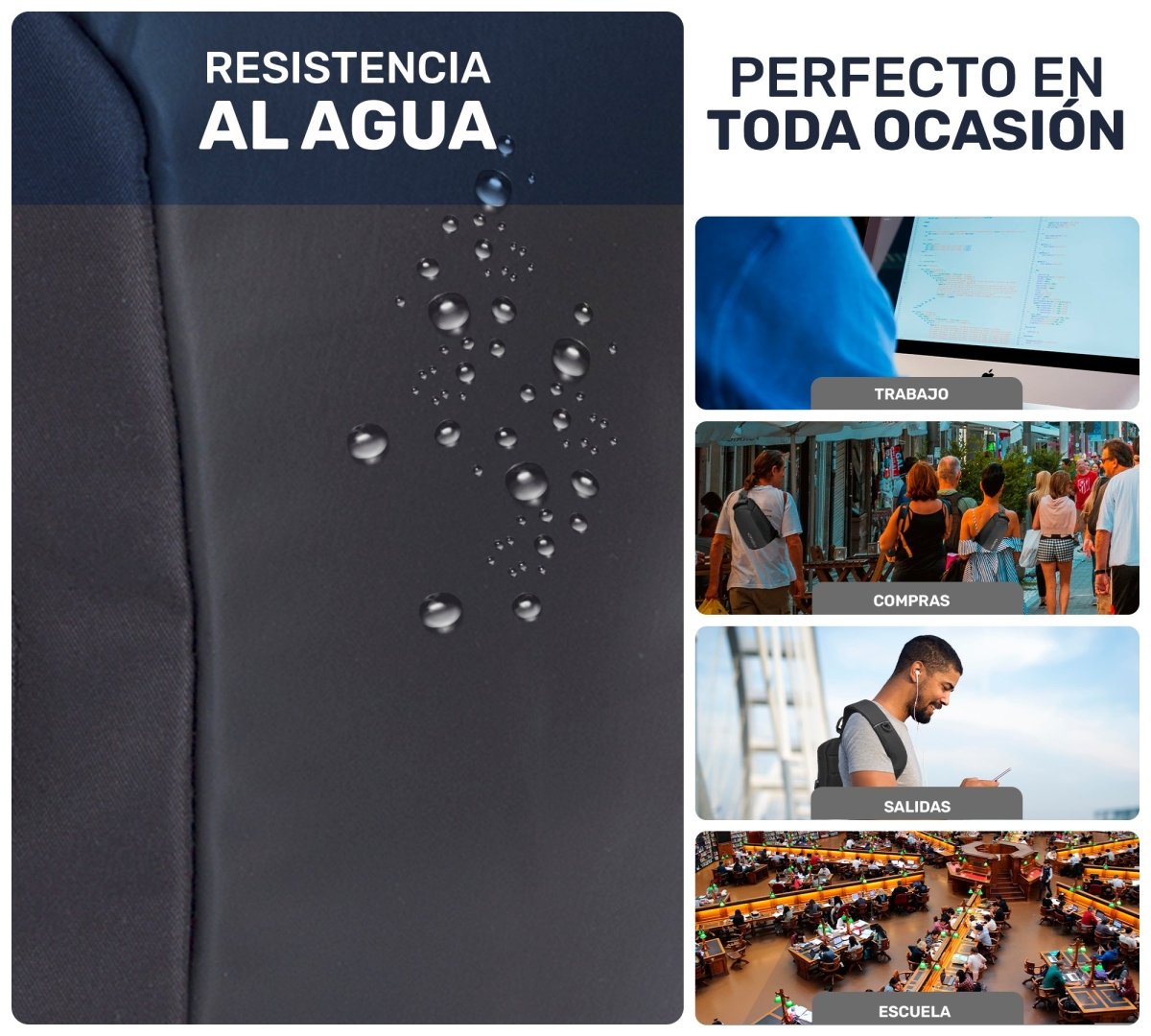 Bandolera Bolso De Pecho Impermeable Con Carga Usb - ONDASHOPMX