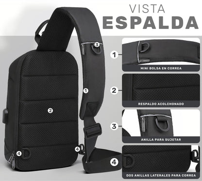 Bandolera Bolso De Pecho Impermeable Con Carga Usb - ONDASHOPMX