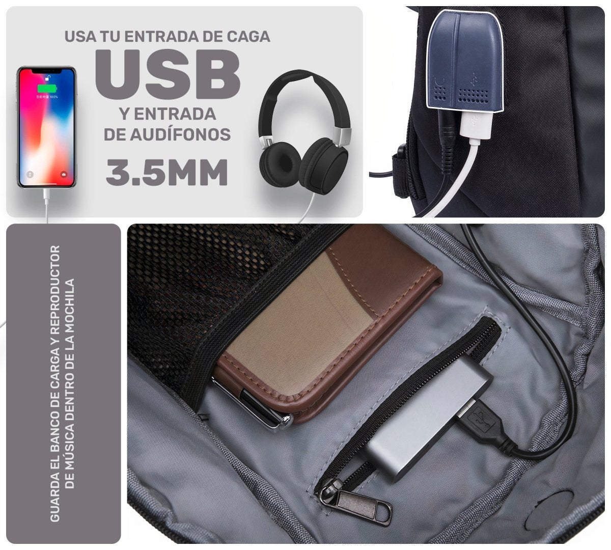 Bandolera Bolso De Pecho Impermeable Con Carga Usb - ONDASHOPMX