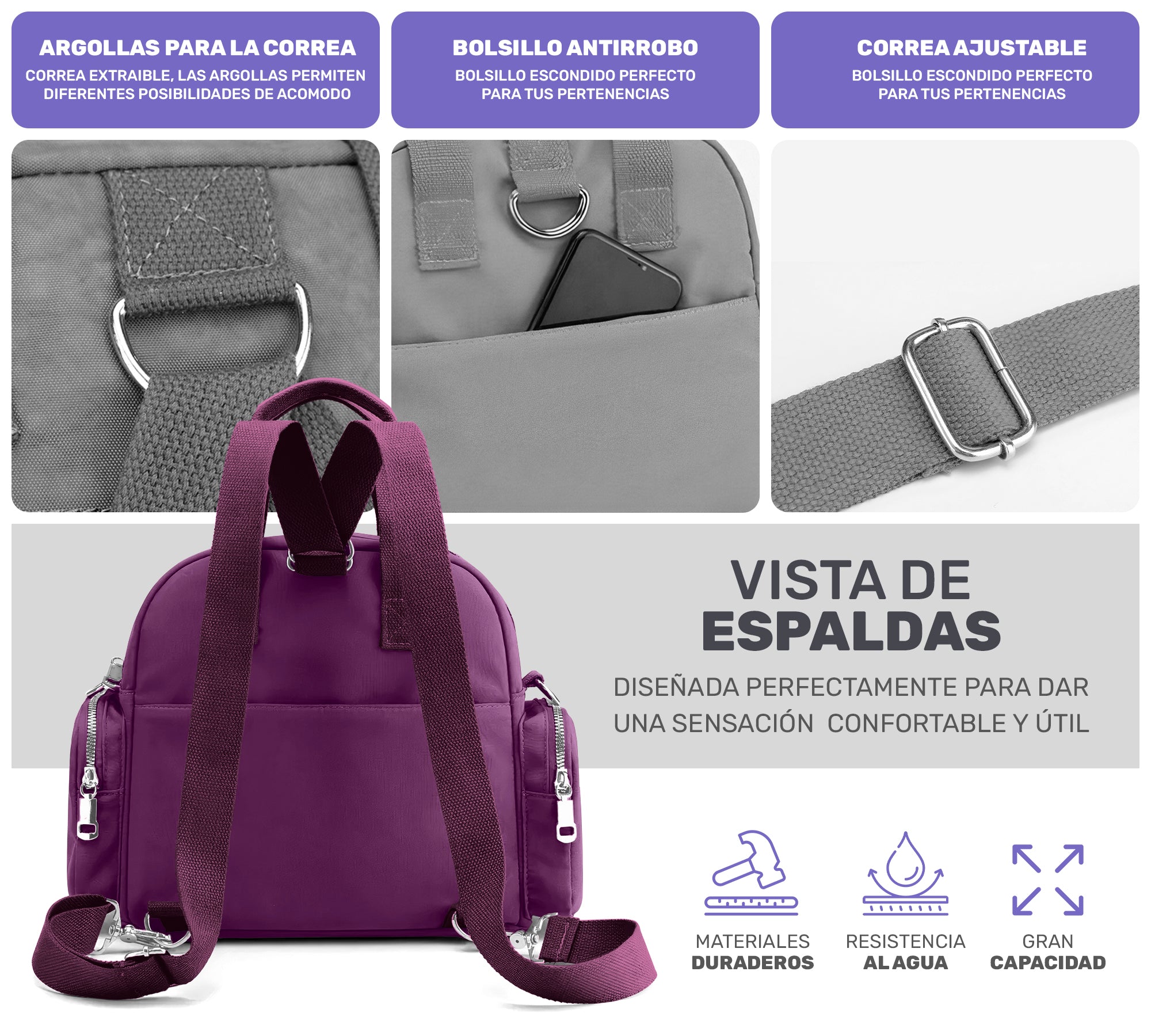 Bolsa Crossbody Para Mujer, Mochila Cruzada Para Dama - ONDASHOPMX