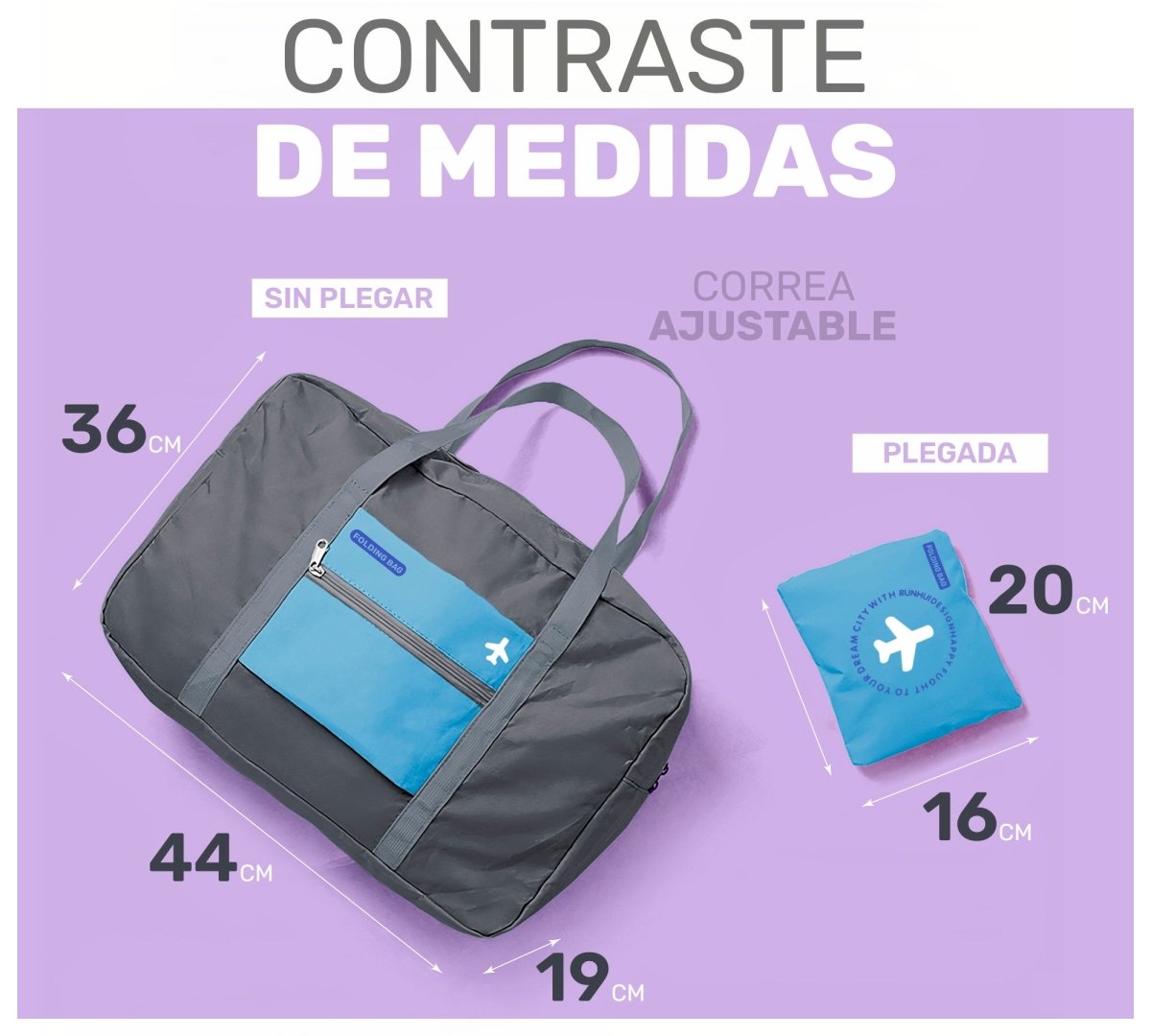 Bolsa de Viaje Plegable Impermeable – Ligera, Compacta & Apta para Avión - ONDASHOPMX