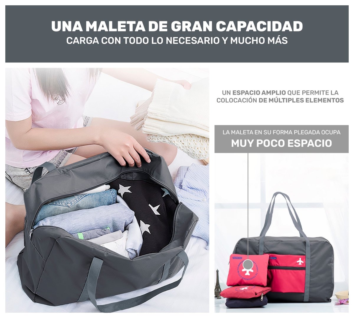 Bolsa de Viaje Plegable Impermeable – Ligera, Compacta & Apta para Avión - ONDASHOPMX
