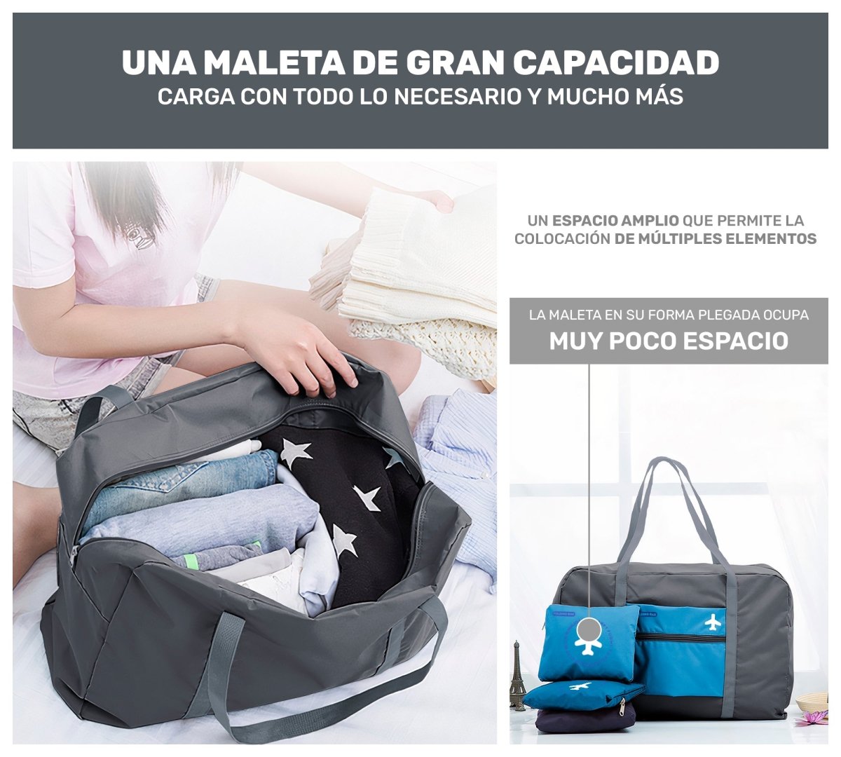 Bolsa de Viaje Plegable Impermeable – Ligera, Compacta & Apta para Avión - ONDASHOPMX