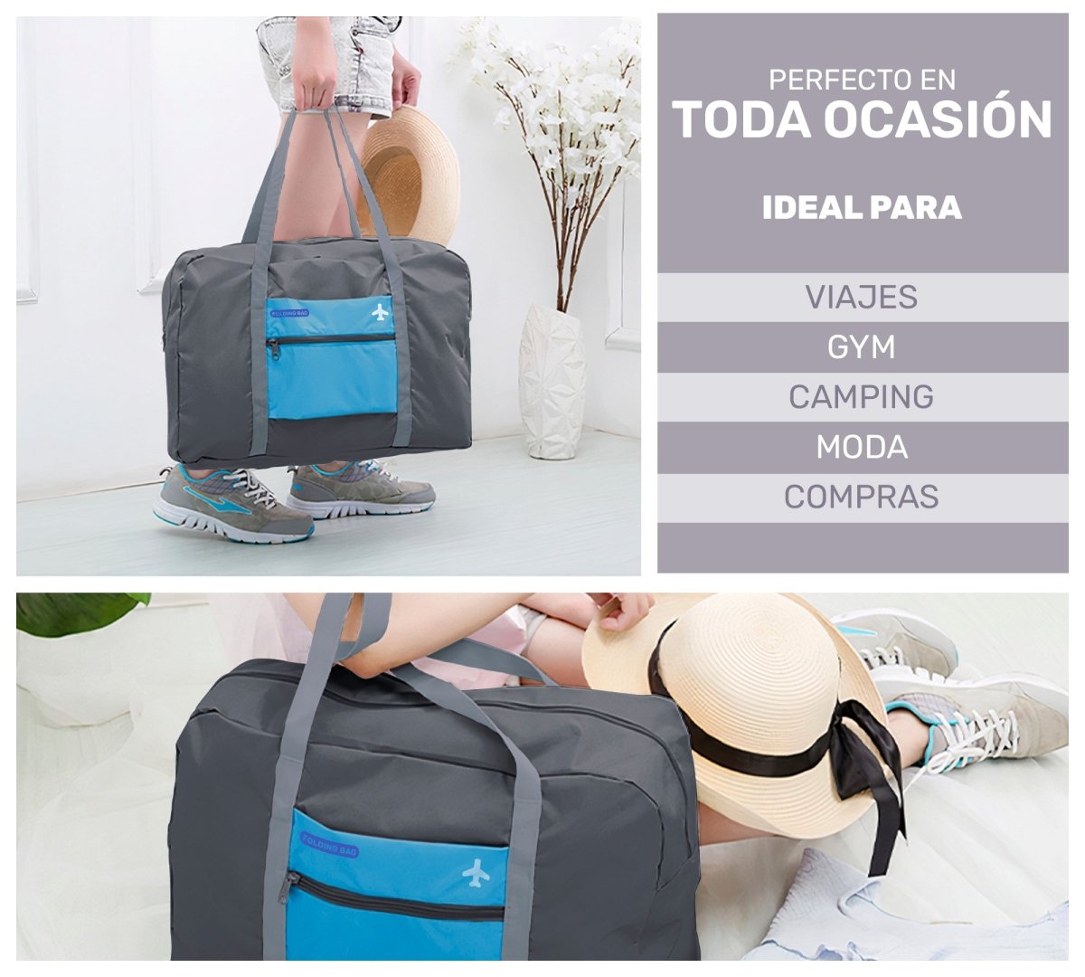 Bolsa de Viaje Plegable Impermeable – Ligera, Compacta & Apta para Avión - ONDASHOPMX