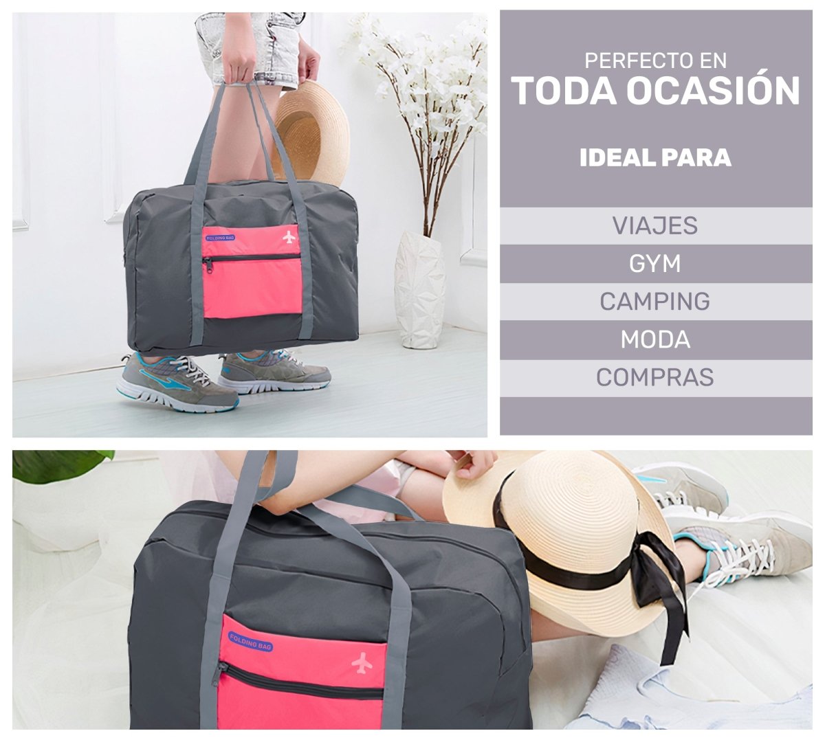 Bolsa de Viaje Plegable Impermeable – Ligera, Compacta & Apta para Avión - ONDASHOPMX