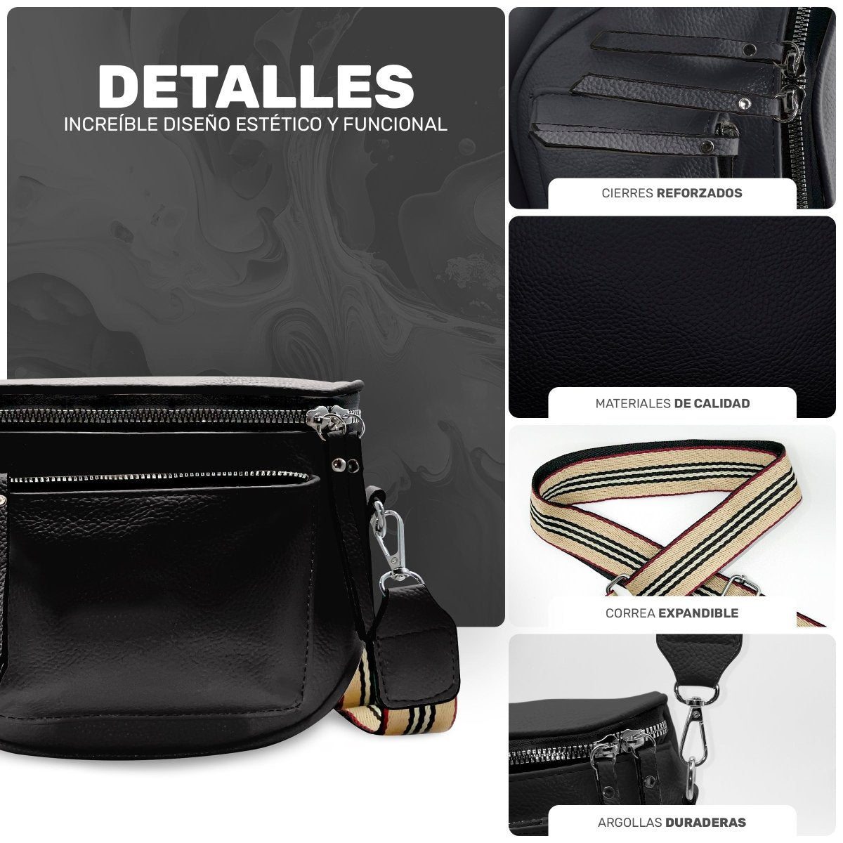 Bolso Crossbody Compacto Con Correa Ajustable & Diseño Moderno - ONDASHOPMX