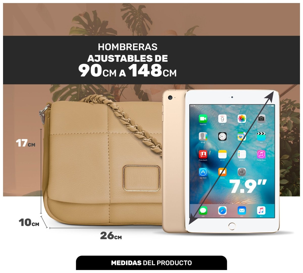 Bolso de Hombro Con Cadena Elegante & Diseño Acolchado De Lujo - ONDASHOPMX