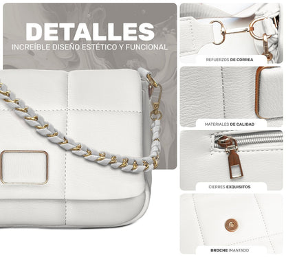 Bolso de Hombro Con Cadena Elegante & Diseño Acolchado De Lujo - ONDASHOPMX