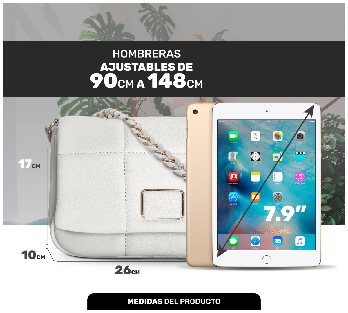 Bolso de Hombro Con Cadena Elegante & Diseño Acolchado De Lujo - ONDASHOPMX