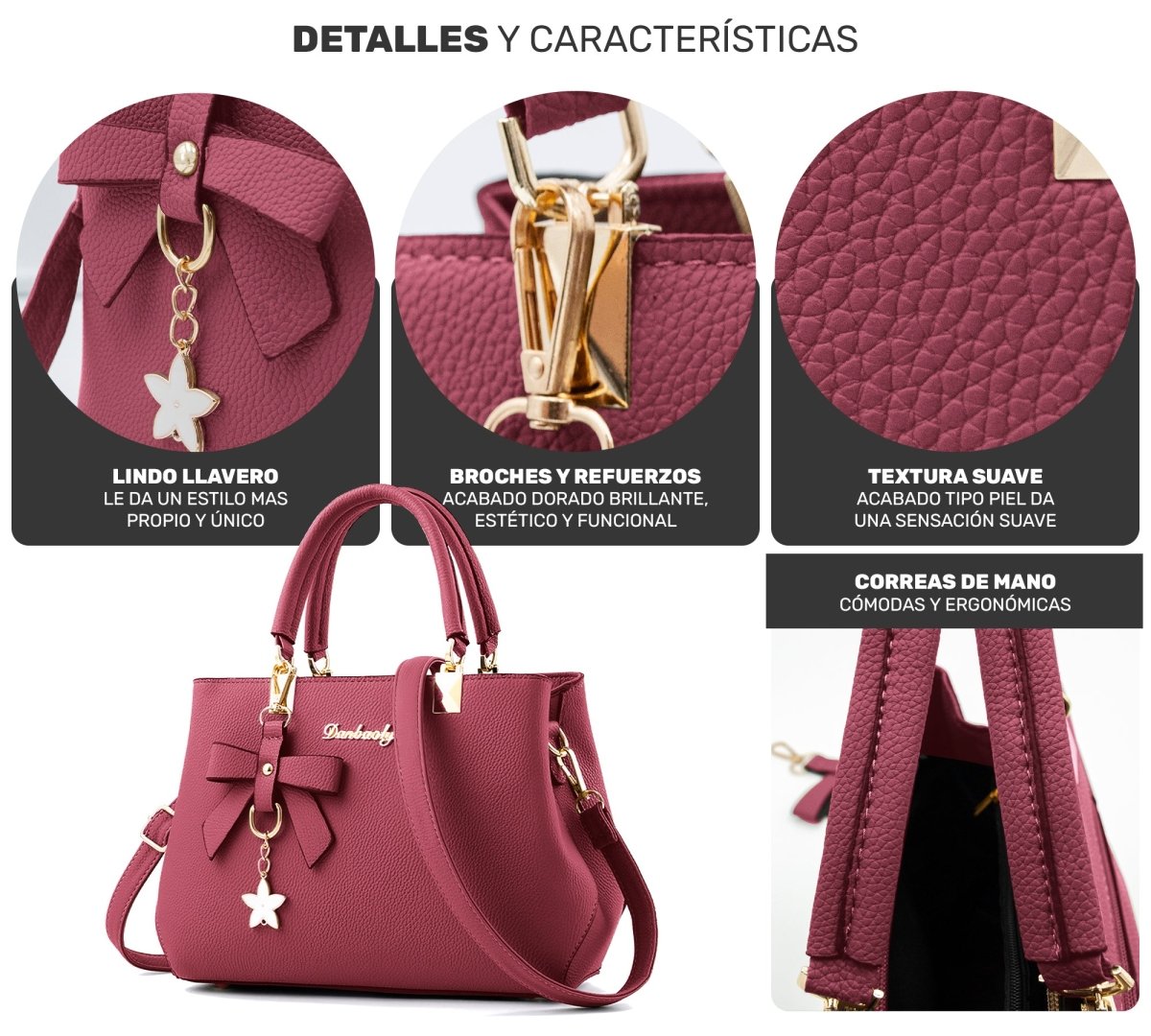 Bolso de Mano Con Llavero Decorativo & Diseño Sofisticado - ONDASHOPMX