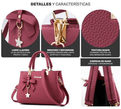 Bolso de Mano Con Llavero Decorativo & Diseño Sofisticado - ONDASHOPMX