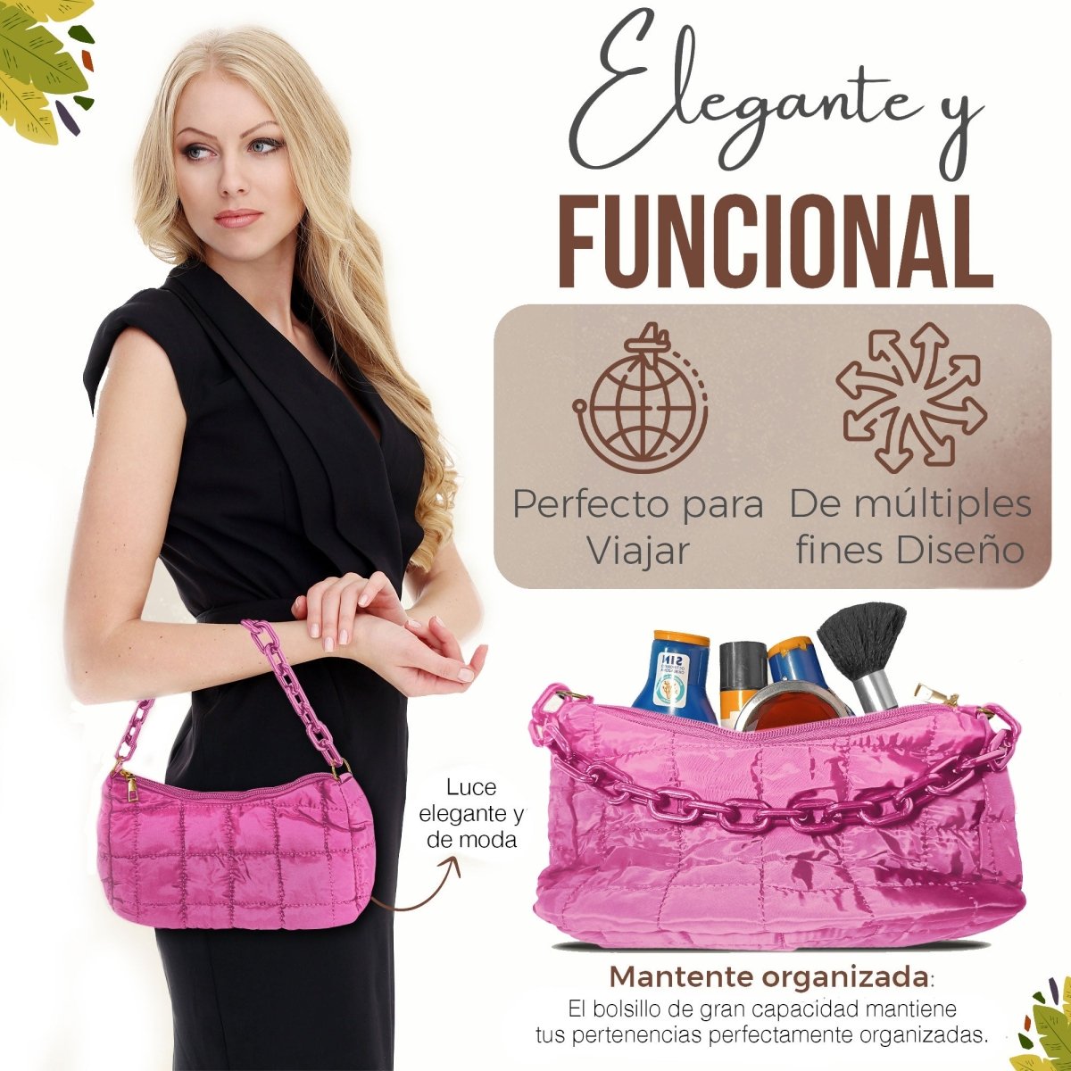 Bolso De Mano & Hombro Con Diseño Elegante & Gran Capacidad - ONDASHOPMX