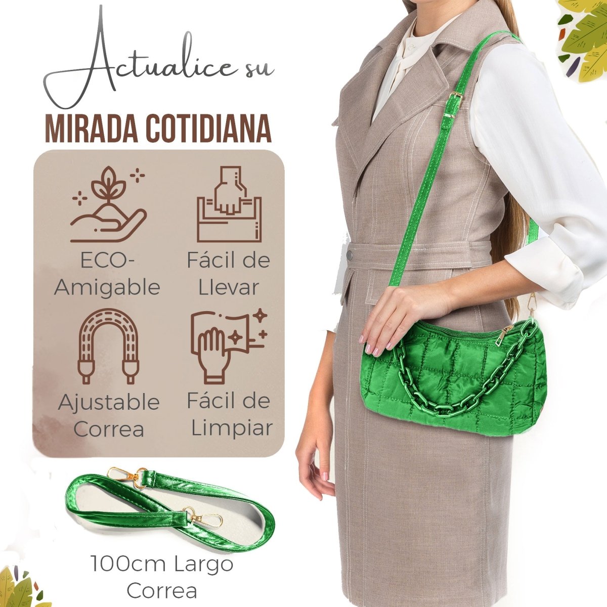 Bolso De Mano & Hombro Con Diseño Elegante & Gran Capacidad - ONDASHOPMX