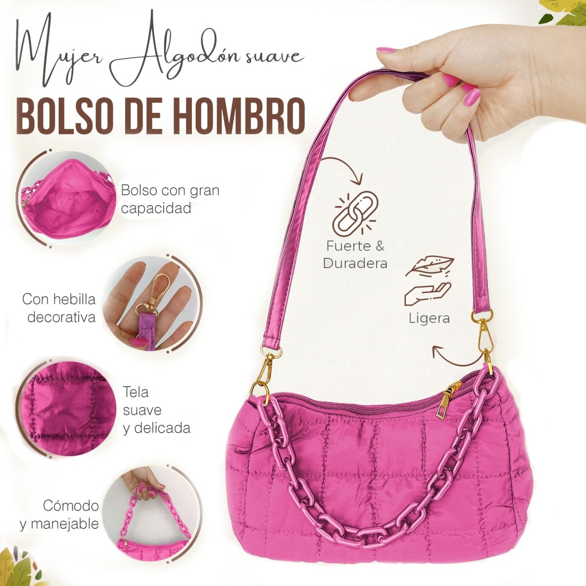 Bolso De Mano & Hombro Con Diseño Elegante & Gran Capacidad - ONDASHOPMX