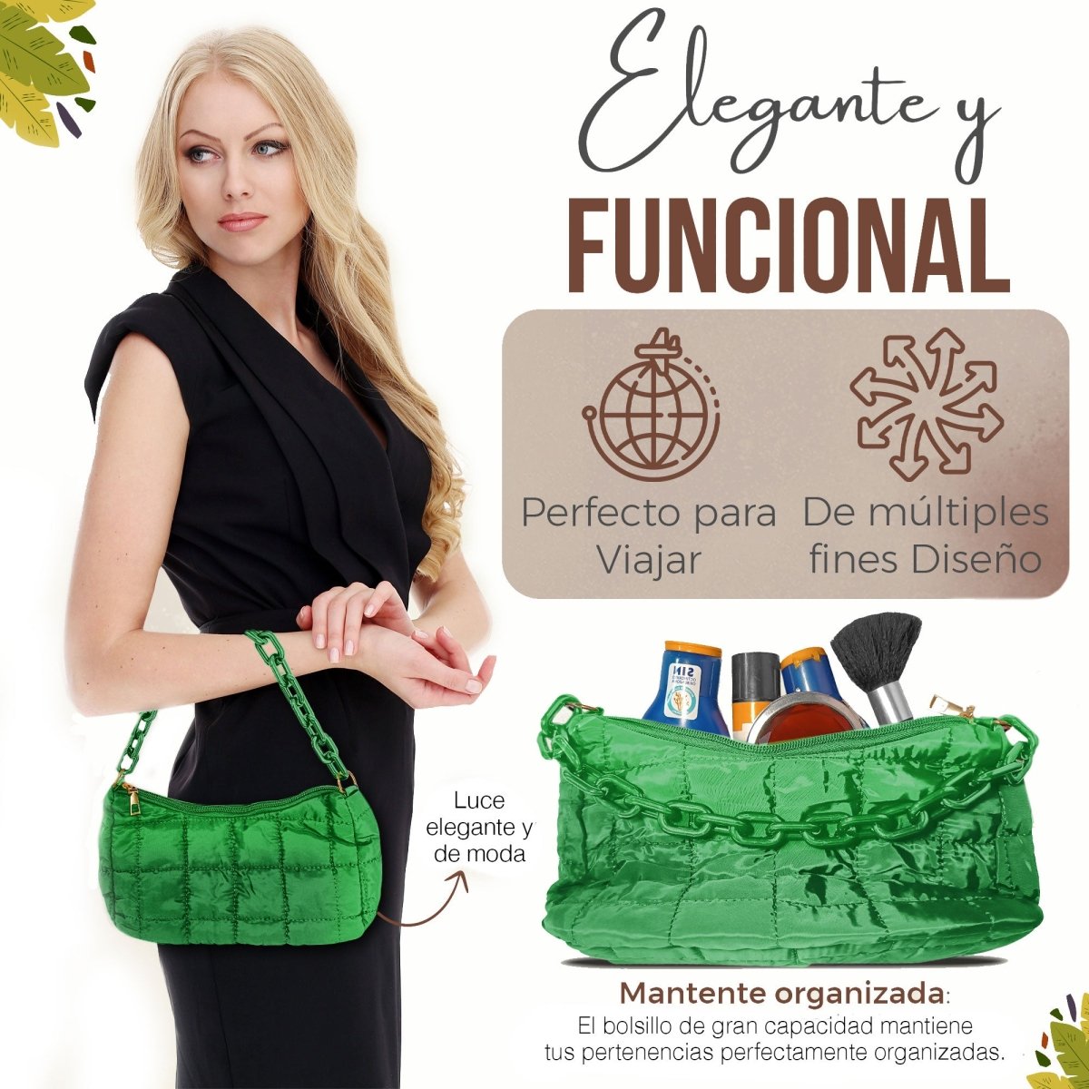 Bolso De Mano & Hombro Con Diseño Elegante & Gran Capacidad - ONDASHOPMX