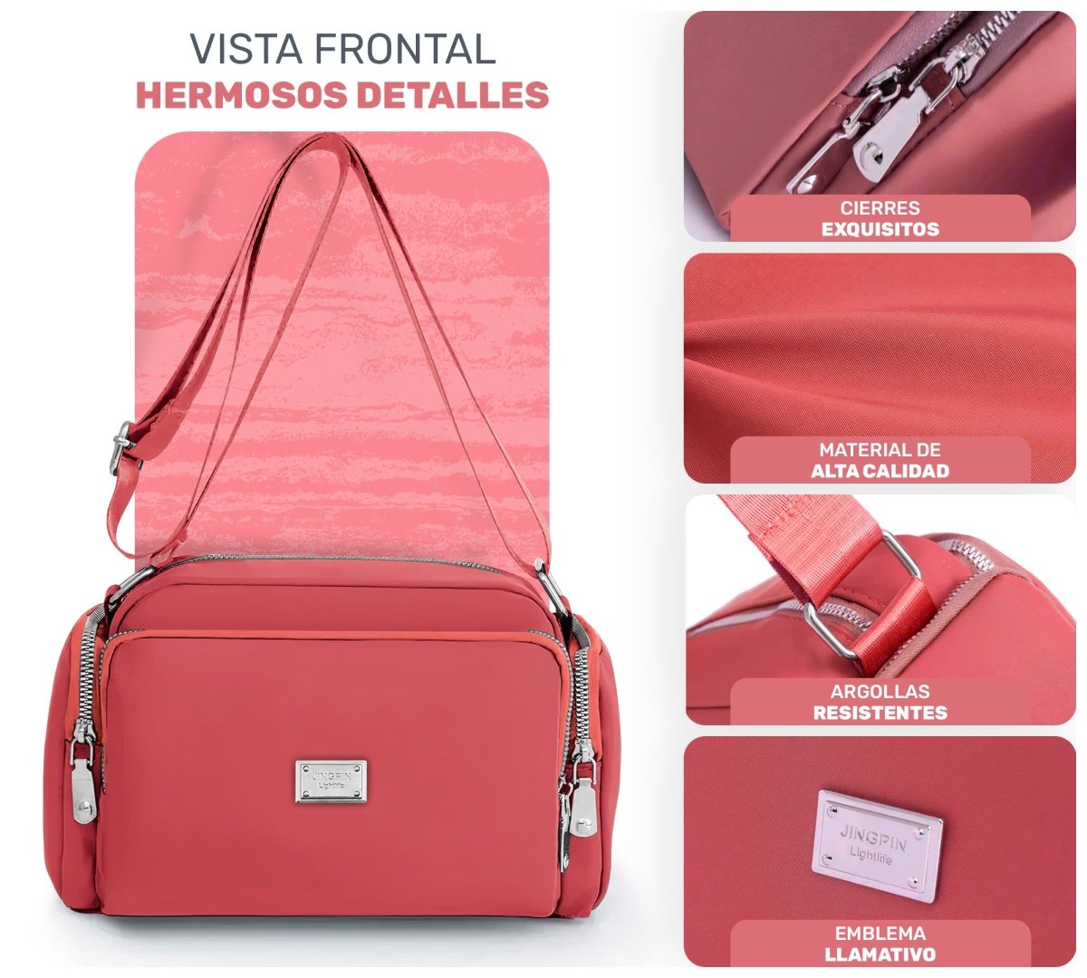 Bolso Impermeable Para Mujer & Uso Diario Con Compartimentos Múltiples - ONDASHOPMX