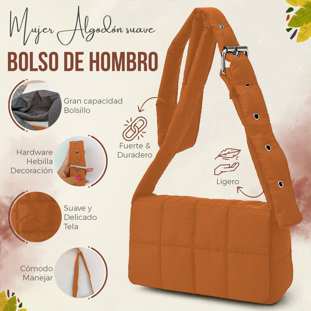 Bolso Suave Con Correa Ajustable & Diseño Cómodo & Ligero - ONDASHOPMX