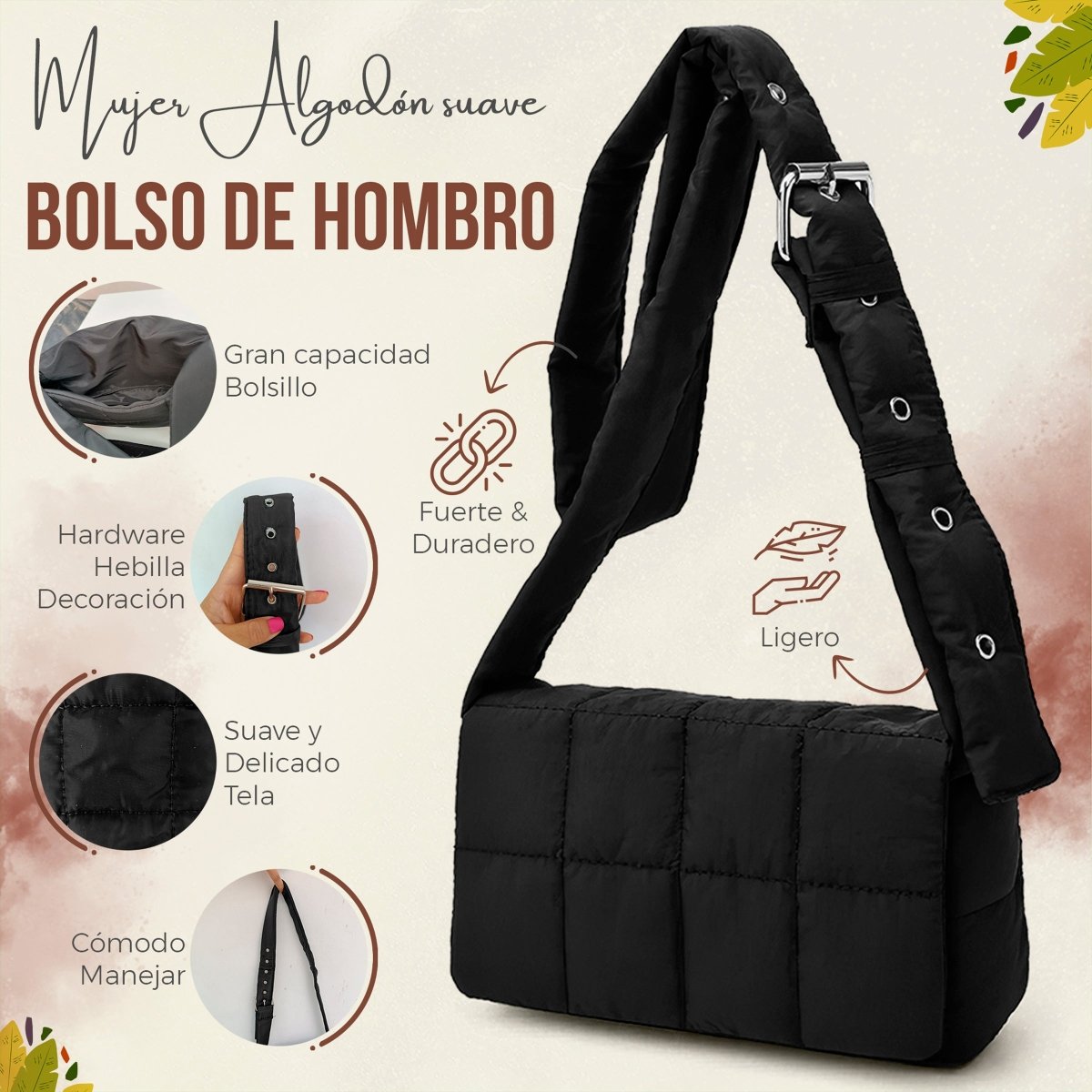 Bolso Suave Con Correa Ajustable & Diseño Cómodo & Ligero - ONDASHOPMX