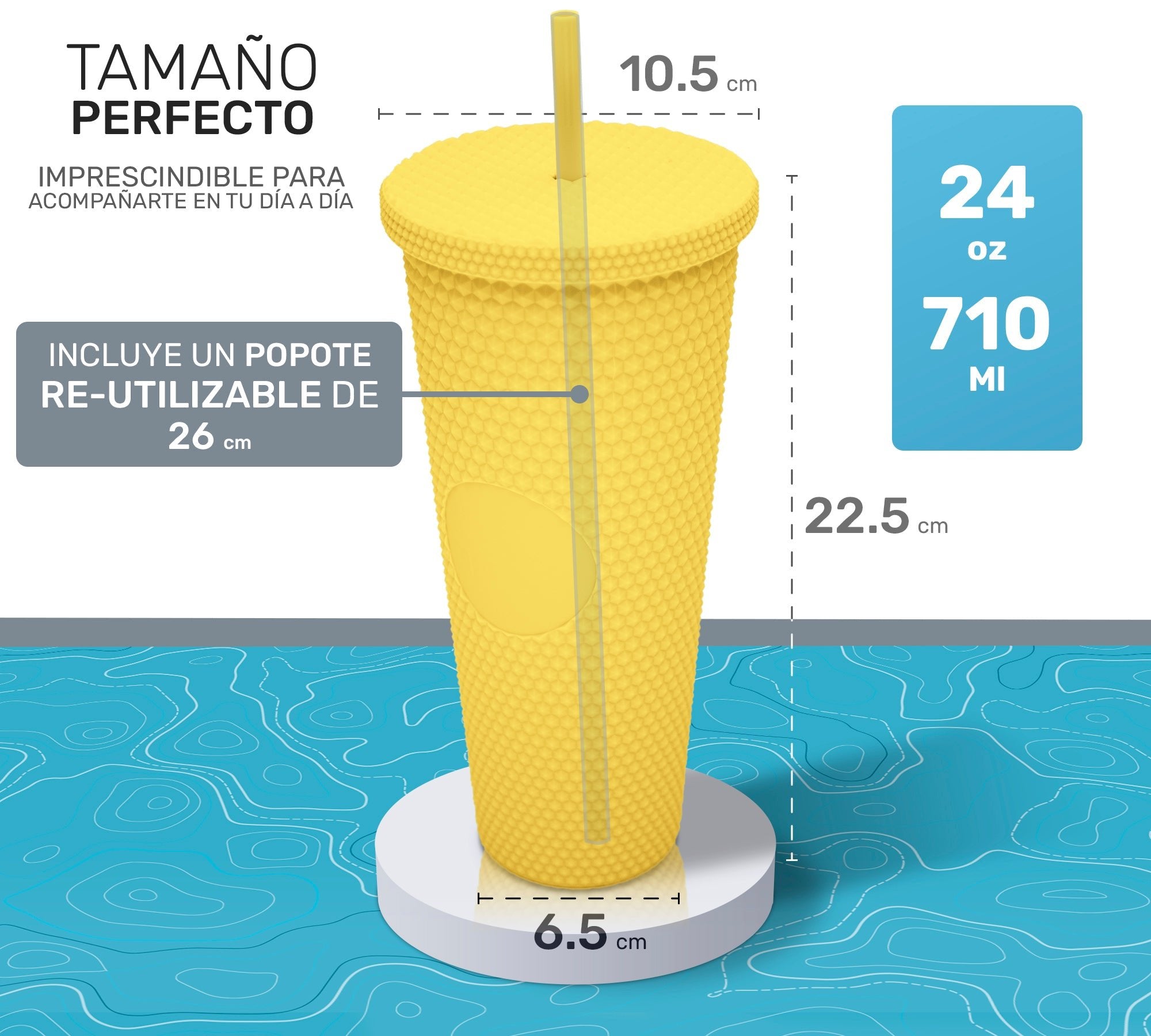 Botella De Doble Pared Termo Con Popote Para Agua o Café 700ml - ONDASHOPMX