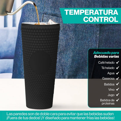 Botella De Doble Pared Termo Con Popote Para Agua o Café 700ml - ONDASHOPMX