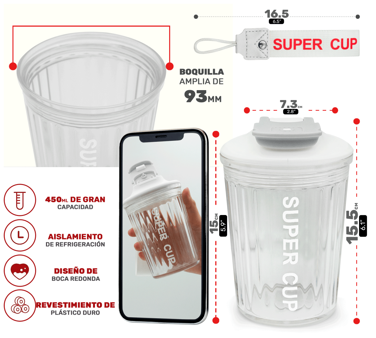 Botella Deportiva Super Cup Con Tapa Térmica Y Diseño Antiderrame - ONDASHOPMX