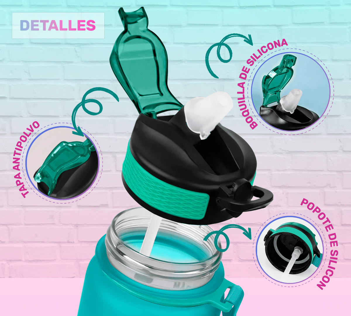 Botella Termo De Agua Deportiva Motivadora 32oz Prueba Fugas - ONDASHOPMX