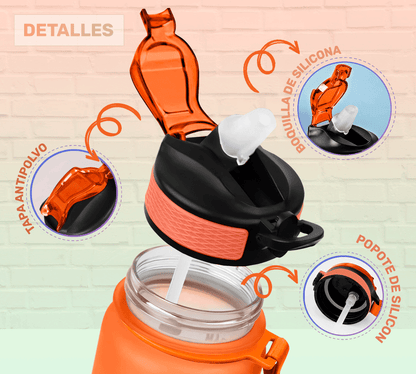 Botella Termo De Agua Deportiva Motivadora 32oz Prueba Fugas - ONDASHOPMX