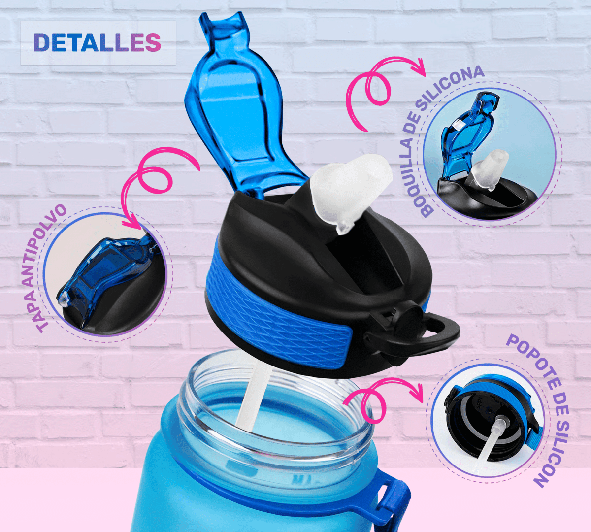 Botella Termo De Agua Deportiva Motivadora 32oz Prueba Fugas - ONDASHOPMX