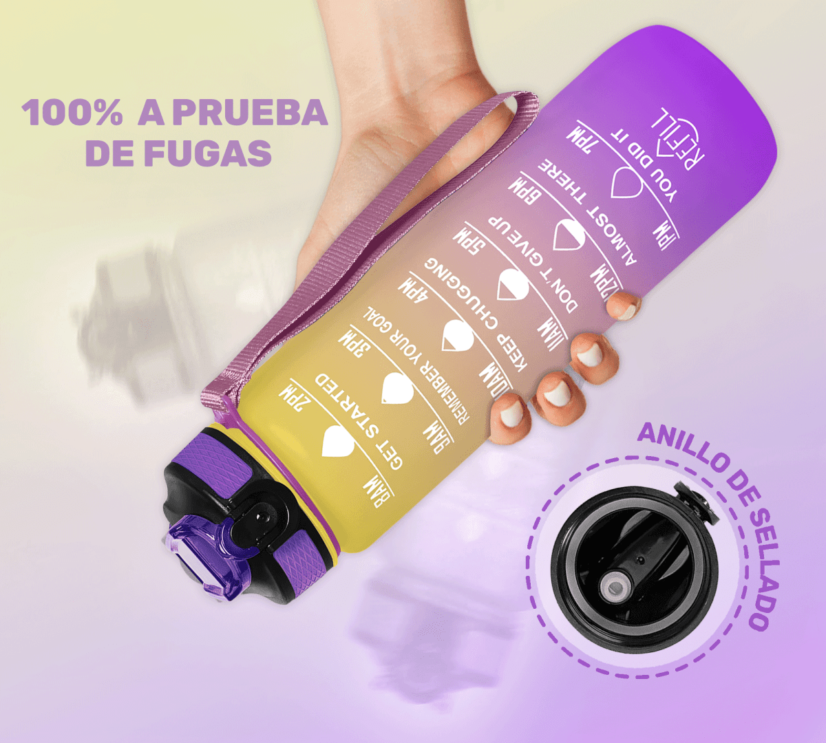 Botella Termo De Agua Deportiva Motivadora 32oz Prueba Fugas - ONDASHOPMX