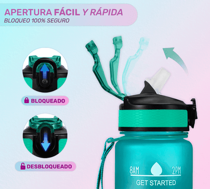 Botella Termo De Agua Deportiva Motivadora 32oz Prueba Fugas - ONDASHOPMX