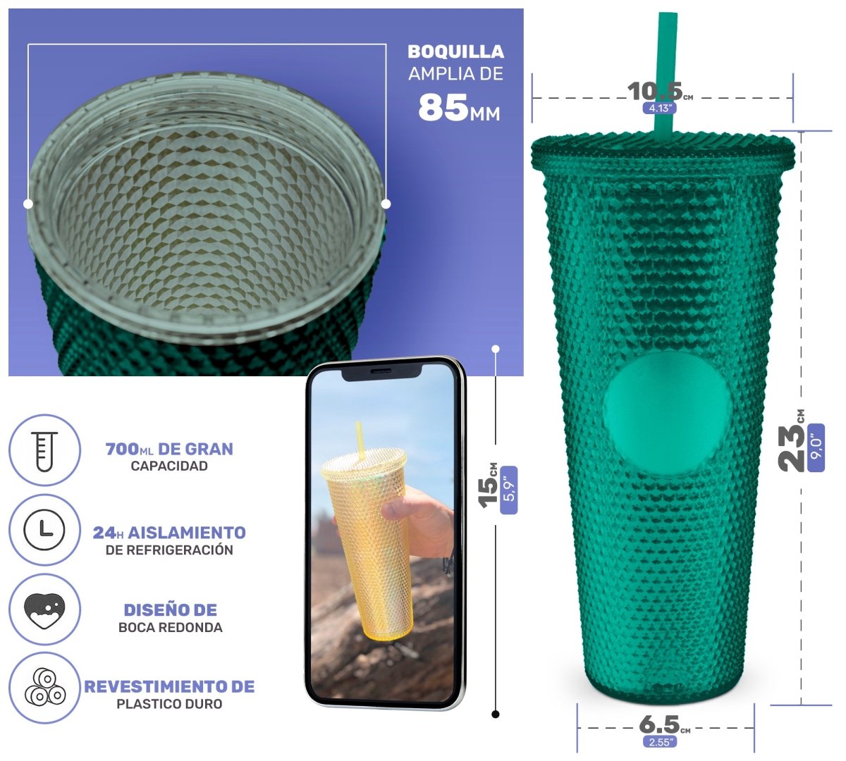 Botella Vaso Termo Térmico Tornasol Multifuncional 700ml - ONDASHOPMX
