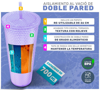 Botella Vaso Termo Térmico Tornasol Multifuncional 700ml - ONDASHOPMX