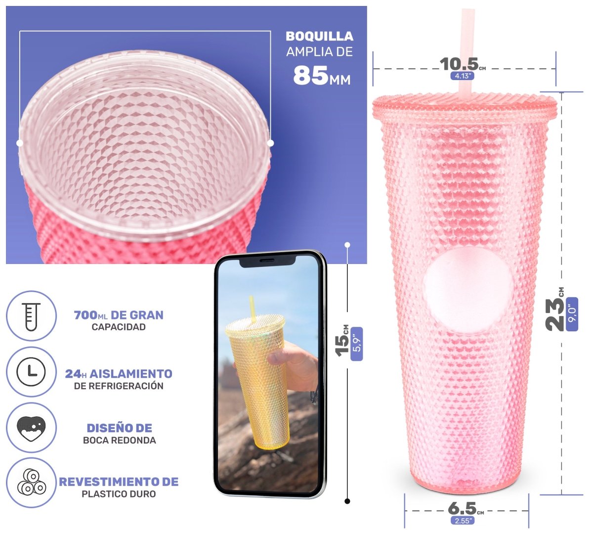 Botella Vaso Termo Térmico Tornasol Multifuncional 700ml - ONDASHOPMX