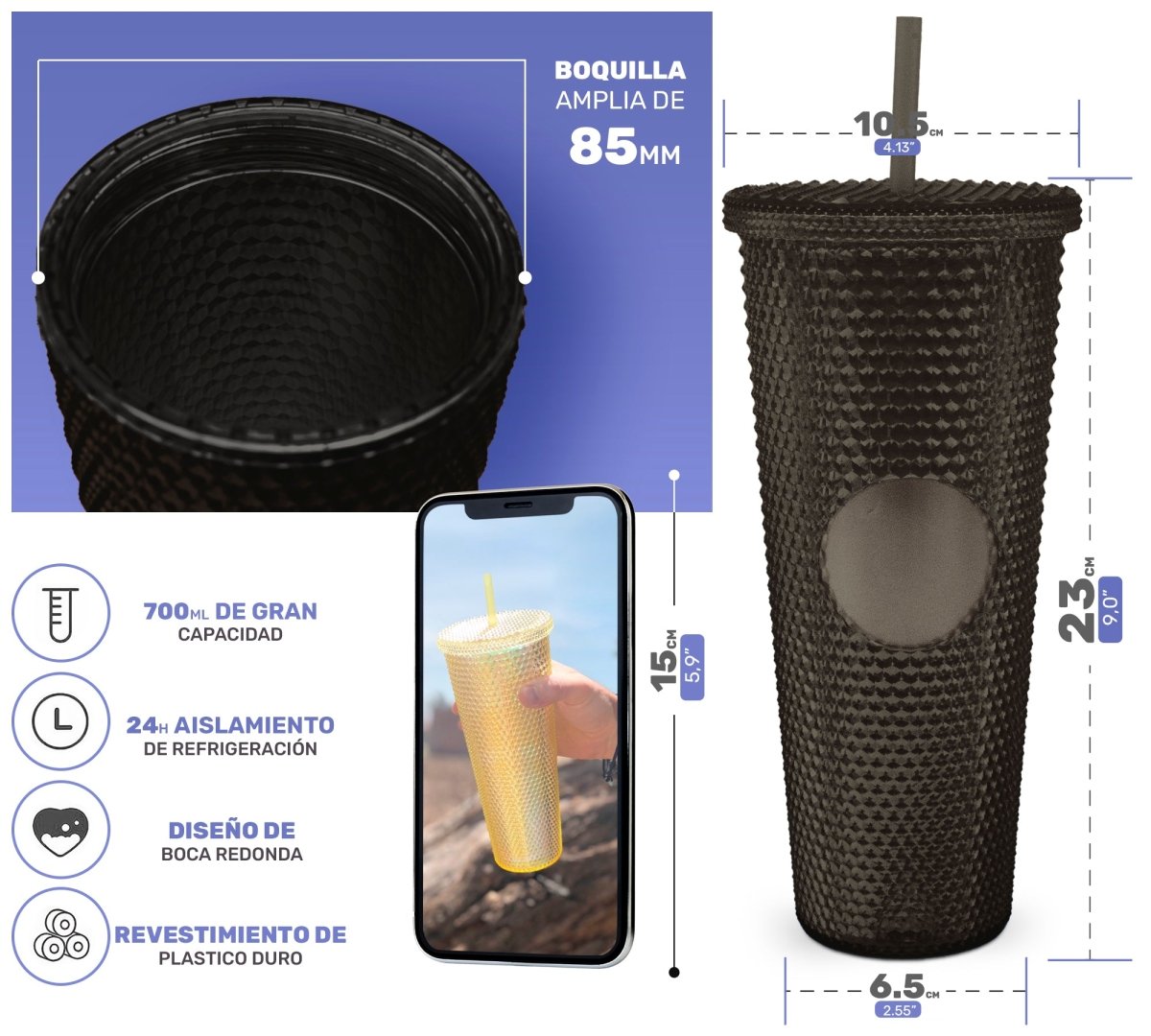 Botella Vaso Termo Térmico Tornasol Multifuncional 700ml - ONDASHOPMX
